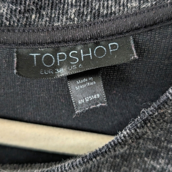 Topshop Dark Grey Back Zip Knit Tee (Women's 6) - Picture 3 of 3